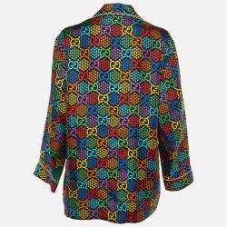 Pre Owned Gucci Multicolor GG Psychedelic Print Silk Pajama Top M