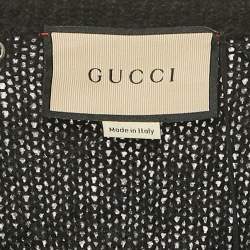 Pre Owned Gucci Black Studded Mohair Wool V-Neck Sweater S