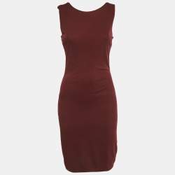 Pre Owned Gucci Burgundy Jersey Sleeveless Short Dress S