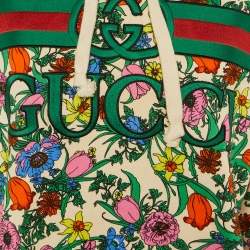 Pre Owned Gucci Beige Floral Print and Embroidered Cotton Knit Hoodie S