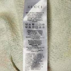 Pre Owned Gucci Beige Floral Print and Embroidered Cotton Knit Hoodie S