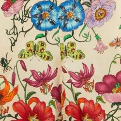 Pre Owned Gucci Beige Floral Print Silk Culottes M