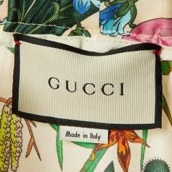 Pre Owned Gucci Beige Floral Print Silk Culottes M