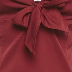 Pre Owned Gucci Red Satin Silk Knotted Mini Dress M