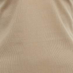 Pre Owned Gucci Beige Patterned Cotton Plunge Neck Midi Dress S