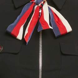 Pre Owned Gucci Black Neck-Tie Stretch Crepe Mini Dress S