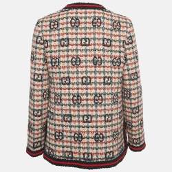 Pre Owned Gucci Multicolor GG Jacquard Open Front Jacket S