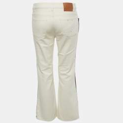 Pre Owned Gucci Beige Web Trim Denim Hypnotism Jeans S/Waist 28"