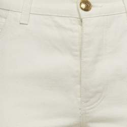 Pre Owned Gucci Beige Web Trim Denim Hypnotism Jeans S/Waist 28"