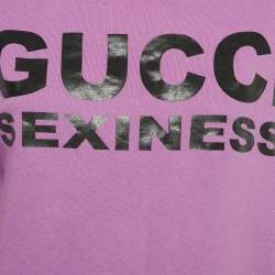 Pre Owned Gucci Purple Printed Cotton Sweatshirt XS
