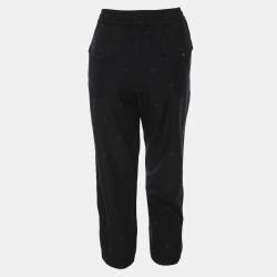 Pre Owned Gucci Black Wool Contrast Trim & Bees Detailed Gabardine Pants M