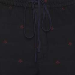 Pre Owned Gucci Black Wool Contrast Trim & Bees Detailed Gabardine Pants M