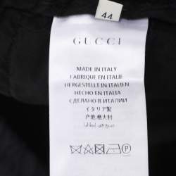 Pre Owned Gucci Black Wool Contrast Trim & Bees Detailed Gabardine Pants M