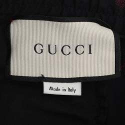 Pre Owned Gucci Black Wool Contrast Trim & Bees Detailed Gabardine Pants M