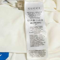 Pre Owned Gucci Ivory Printed Jersey Crewneck T-Shirt XS