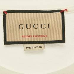 Pre Owned Gucci Ivory Printed Jersey Crewneck T-Shirt XS