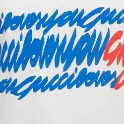 Pre Owned Gucci Ivory Printed Jersey Crewneck T-Shirt XS