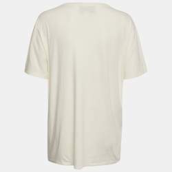 Pre Owned Gucci Cream Printed Jersey T-Shirt M