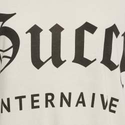 Pre Owned Gucci Cream Printed Jersey T-Shirt M