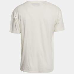 Pre Owned Gucci White Printed Jersey Crewneck T-Shirt S