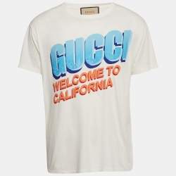 Pre Owned Gucci White Printed Jersey Crewneck T-Shirt S