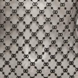 Pre Owned Gucci Black GG and Stars Embroidered Tulle Sheer Top S