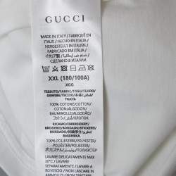 Pre Owned Gucci White Web Trim Jersey Logo Patch T-Shirt XXL