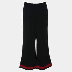 Pre Owned Gucci Black Web-Stripe Long Pants