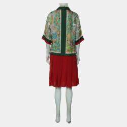 Pre Owned Gucci Multicolor Silk Animal Printed Pleated Dress