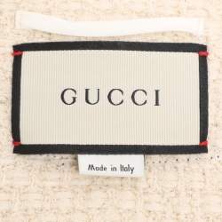 Pre Owned Gucci Cream Tweed Web Ribbon Trim Oversized Cardigan Jacket S