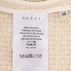 Pre Owned Gucci Cream Tweed Web Ribbon Trim Oversized Cardigan Jacket S