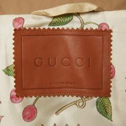 Pre Owned معطف غوتشي غاباردين بيج بتفاصيل أزرار مع حزام مقاس صغير