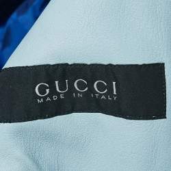 Pre Owned Gucci Baby Blue Leather Jacket S 