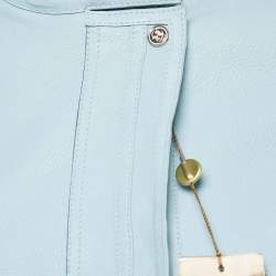 Pre Owned Gucci Baby Blue Leather Jacket S 