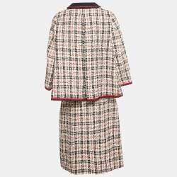 مملوكة مسبقًا Gucci Navy Blue/White Tweed Jacket & Skirt Set M/L