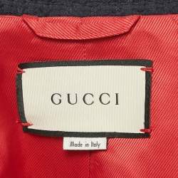 مملوكة مسبقًا Gucci Navy Blue/White Tweed Jacket & Skirt Set M/L