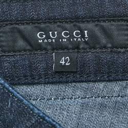 مملوكة مسبقًا بنطلون جينز غوتشي سكيني دنيم أزرق كحلي مقاس وسط (ميديام) 31 إنش