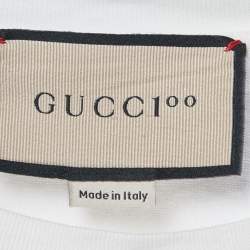 مملوكة مسبقًا قميص غوتشي قطن أوف وايت واسع بمقاس صغير جداً (إكس صغير) "الموسيقى ملكي"