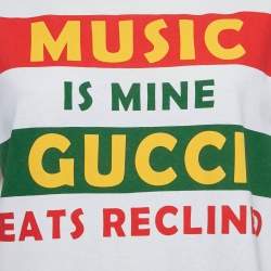 مملوكة مسبقًا قميص غوتشي قطن أوف وايت واسع بمقاس صغير جداً (إكس صغير) "الموسيقى ملكي"