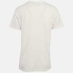 مملوكة مسبقًا تيشيرت غوتشي X أديداس قطن أبيض بشعار رقبة دائرية مقاس صغير (سمول)