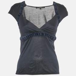 مملوكة مسبقًا قميص غوتشي قطن كحلي بأكمام قصيرة XS