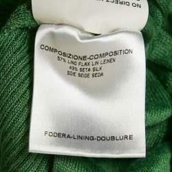 مملوكة مسبقًا Gucci Green Linen Blend Knit Long Sleeve Cardigan XS