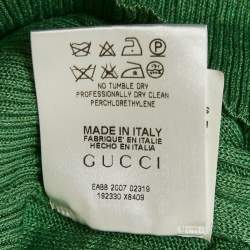 مملوكة مسبقًا Gucci Green Linen Blend Knit Long Sleeve Cardigan XS