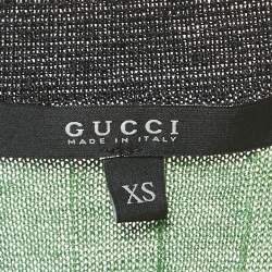 مملوكة مسبقًا Gucci Green Linen Blend Knit Long Sleeve Cardigan XS
