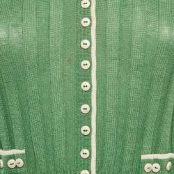 مملوكة مسبقًا Gucci Green Linen Blend Knit Long Sleeve Cardigan XS