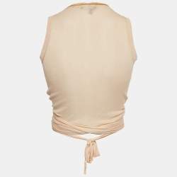 مملوكة مسبقًا Gucci Light Orange Cotton Knit Wrap On Top XS