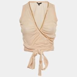 مملوكة مسبقًا Gucci Light Orange Cotton Knit Wrap On Top XS