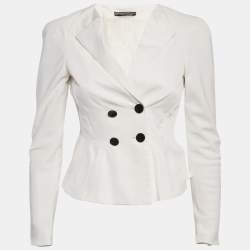 Pre Owned جاكيت غوتشي جباردين أبيض مزدوج الصدر مقاس صغير (سمول)