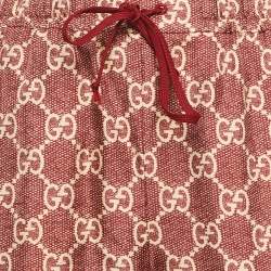 Pre Owned بنطلون غووتشي حرير بنقشة GG أحمر رياضي مقاس متوسط