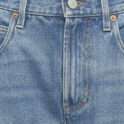 مملوكة مسبقًا بنطلون جينز غوتشي دينم أزرق بتفاصيل هورسبيت مع حافة مهترئة مقاس وسط (ميديم) مقاس الخصر 29 بوصة